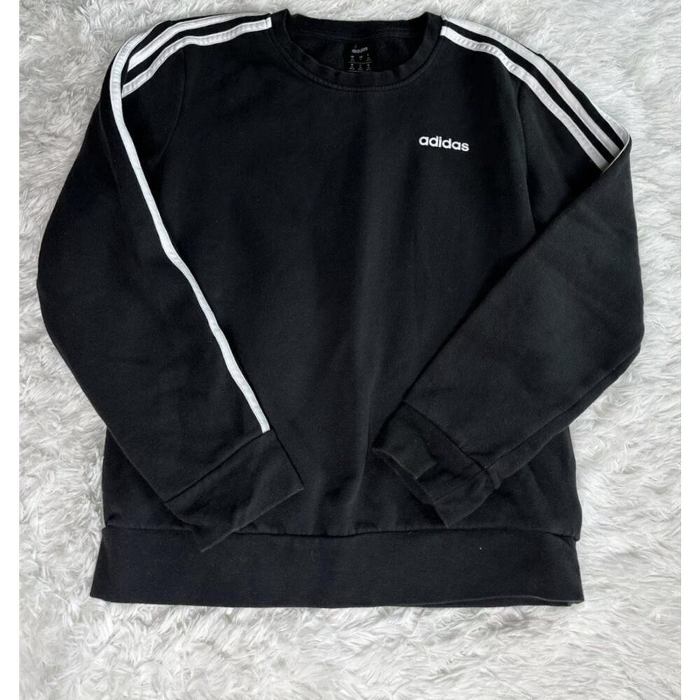 Adidas Logo Print‎ Womens Black/White Crewneck Sweatshirt Size M Long Sleeve